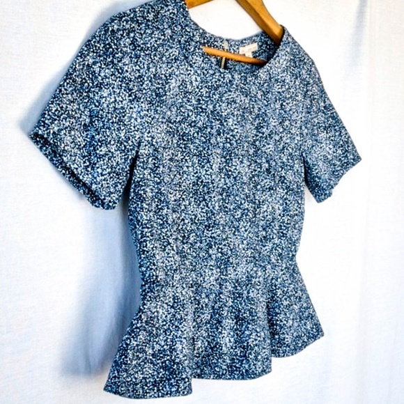 Gap Blue Speckled Peplum Top, sz: 0 - Picture 3 of 12
